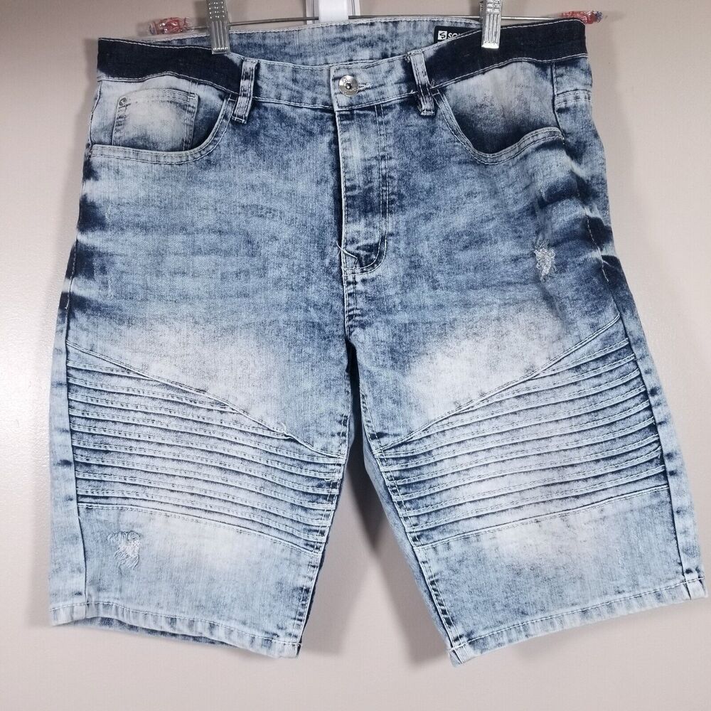 SouthPole Shorts Mens 34 Denim Jeans Slim Blue Denim Acid Wash
